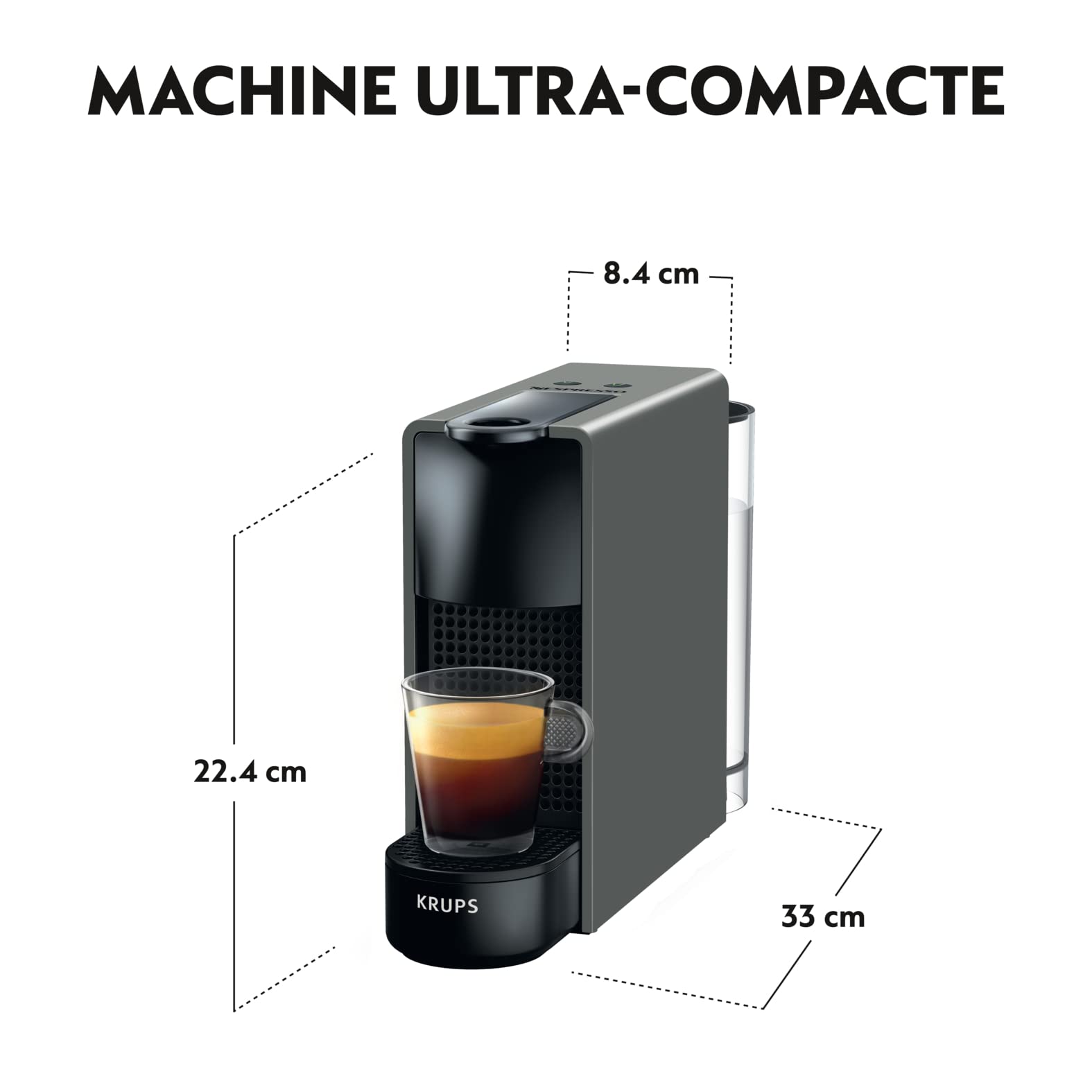 Noreno Essenza Mini – Machine à Café Capsules Gris Intense | Élégante et Économique