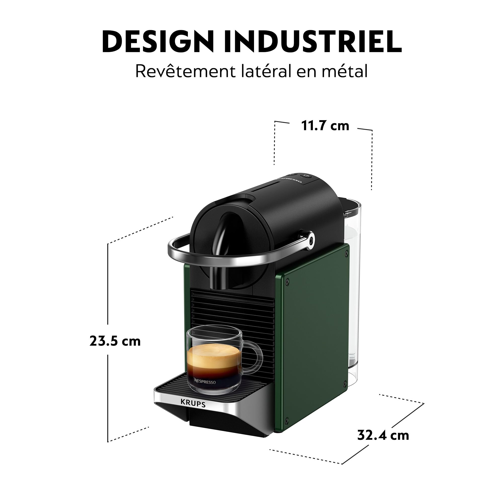 Noreno Pixie – Machine à Café Capsules Vert Foncé | Design Compact et Tendance