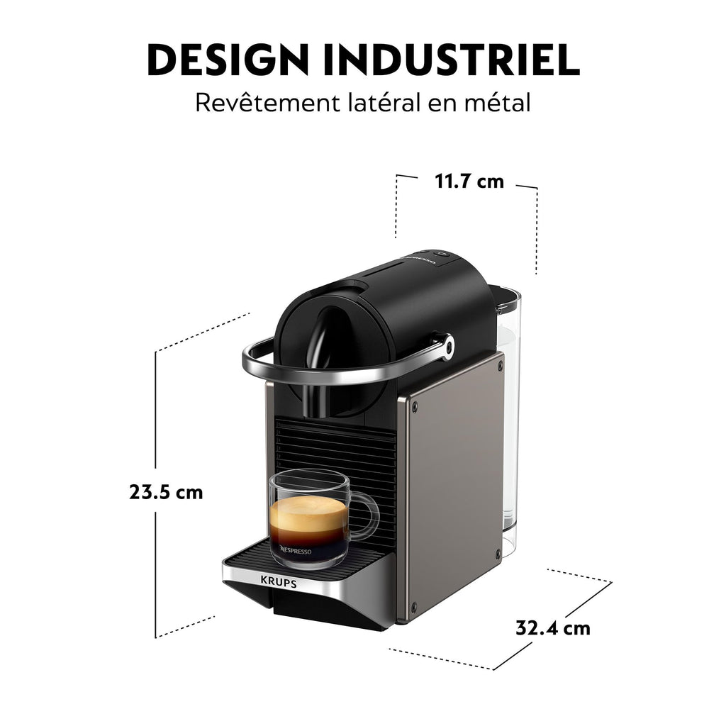 Noreno Pixie – Machine à Café Capsules Titane | Style Industriel, Ultra-Compacte