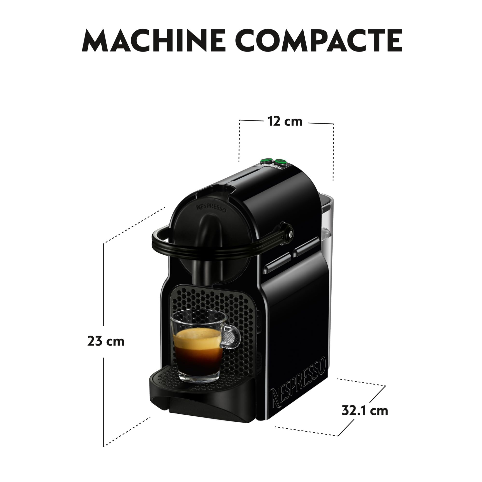 Noreno Inissia – Machine à Café Capsules Noire | 19 Bars, Design Compact