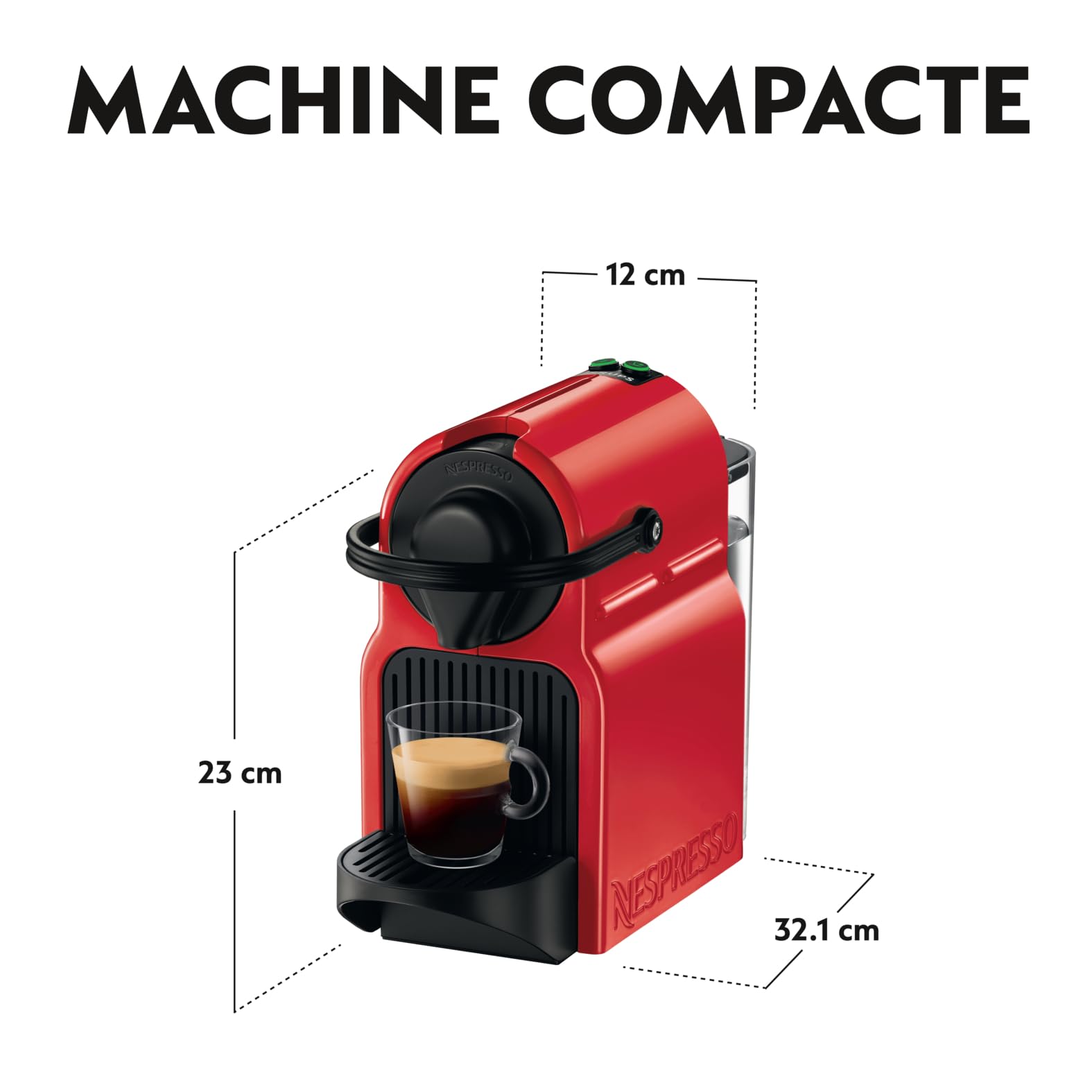Noreno Inissia – Cafetière Espresso Rouge | Machine à Café Capsules Compacte
