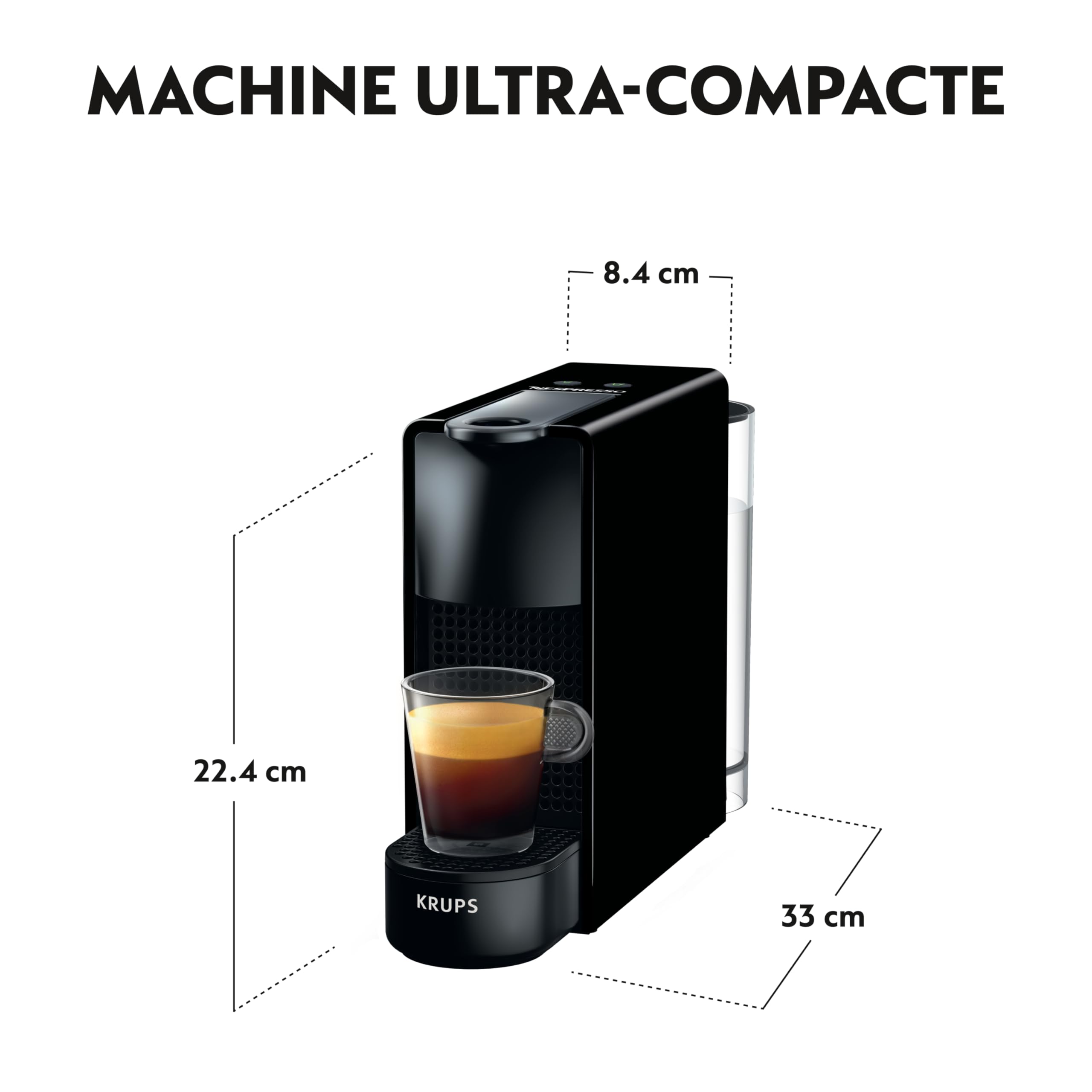 Noreno Essenza Mini – Machine à Café Capsules Noire | Espresso Parfait en 25 Secondes