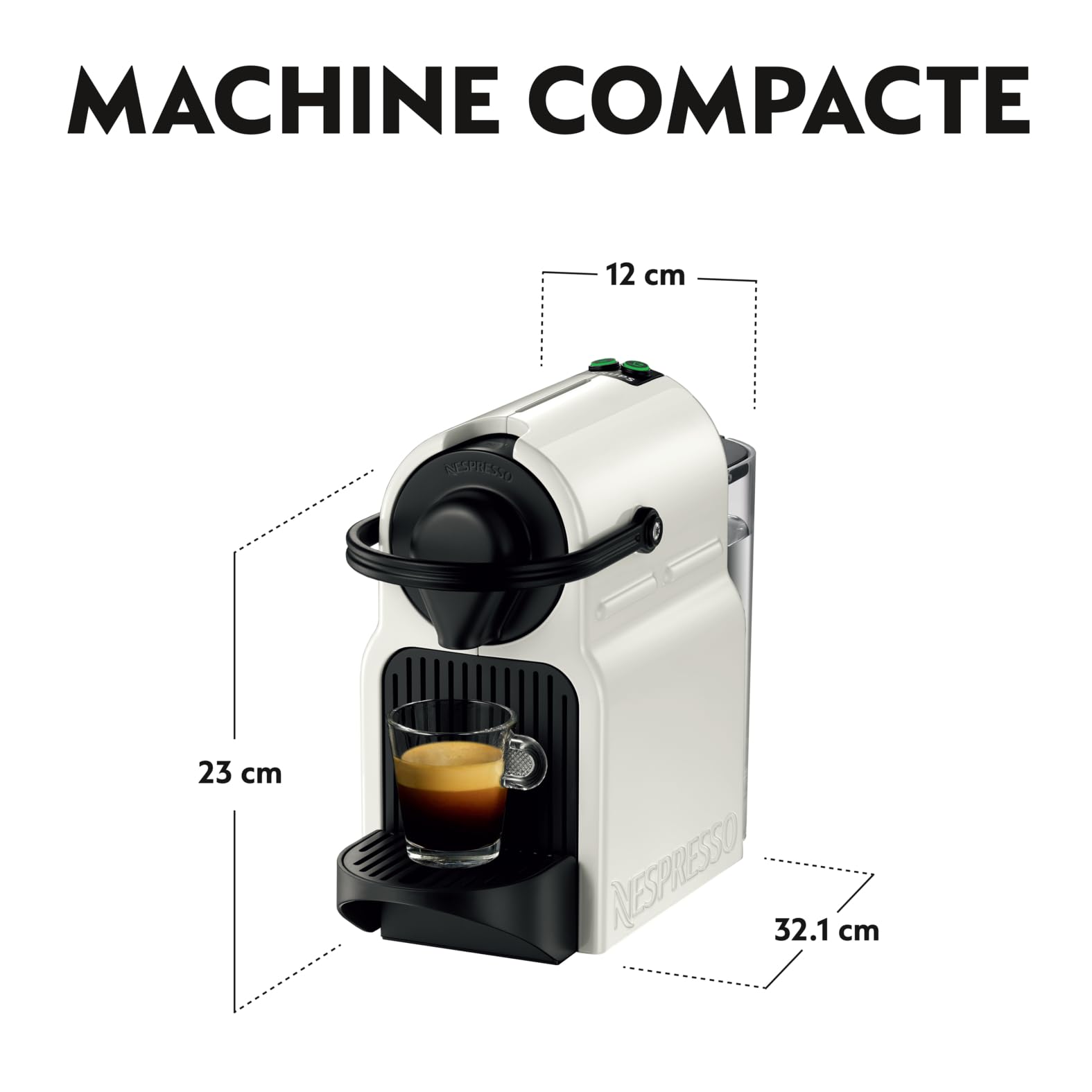 Noreno Inissia – Cafetière Espresso Blanche | 19 Bars, Réservoir 0,7 L