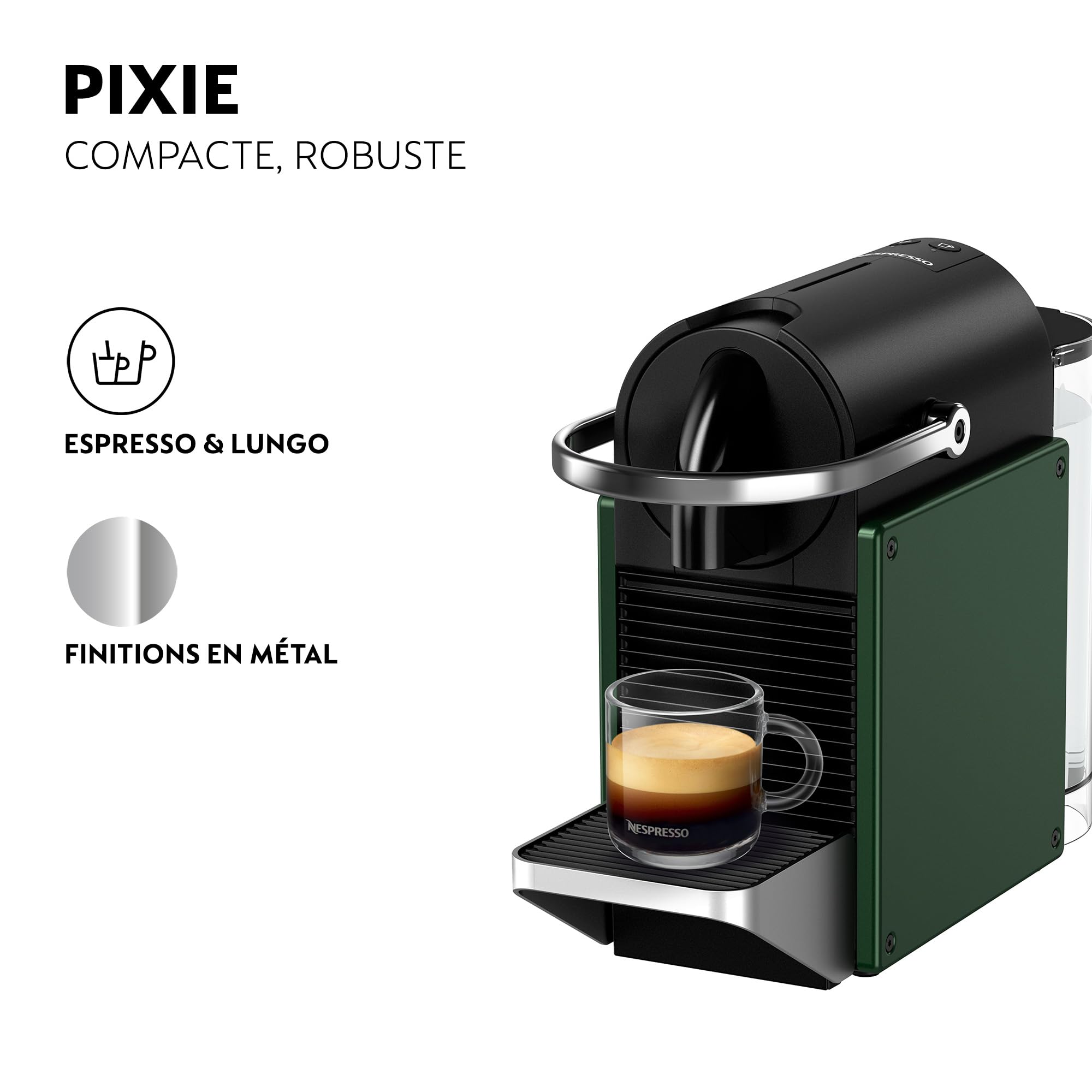 Noreno Pixie – Machine à Café Capsules Vert Foncé | Design Compact et Tendance