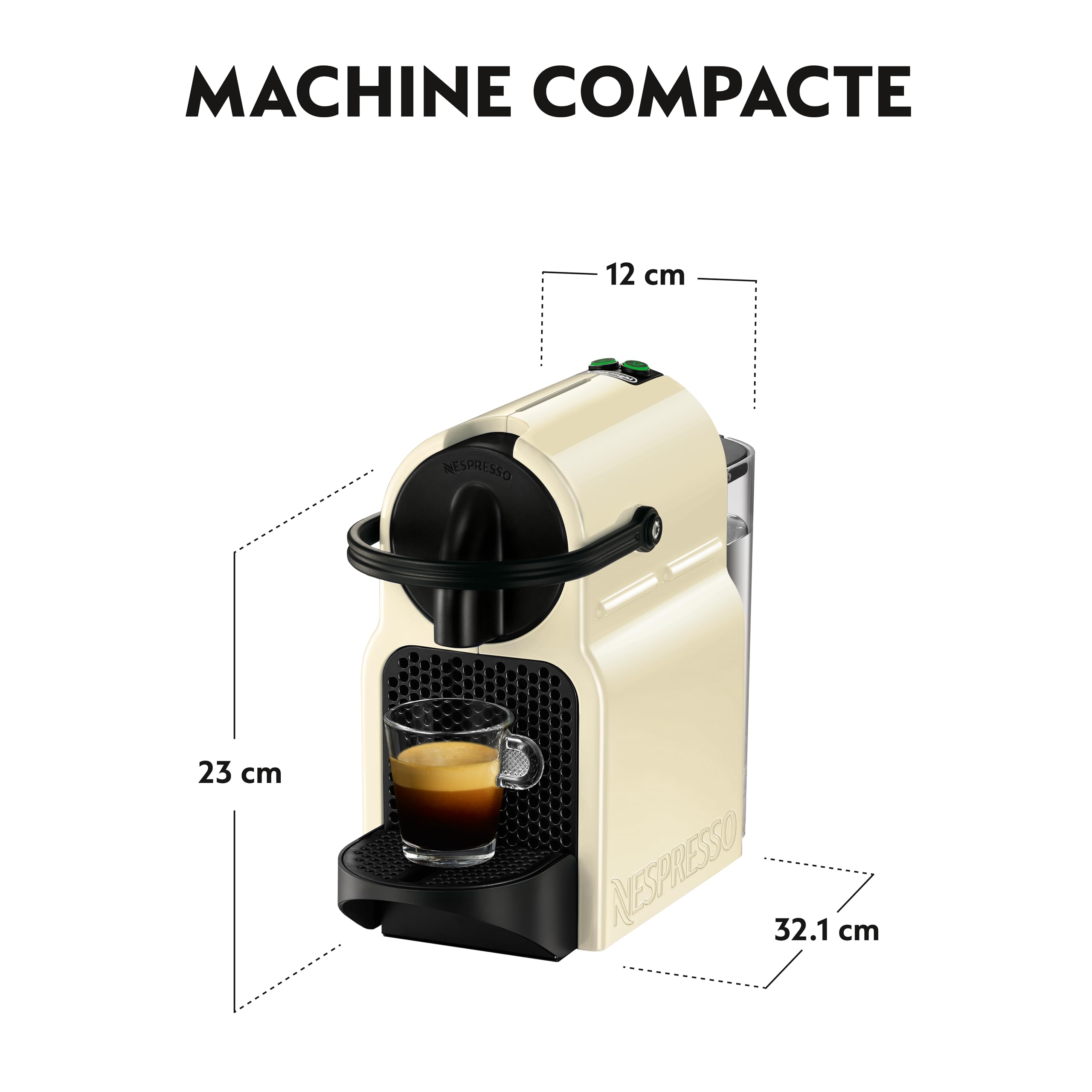 Noreno Inissia – Machine à Café Capsules Blanc Crème | 19 Bars, 1260W